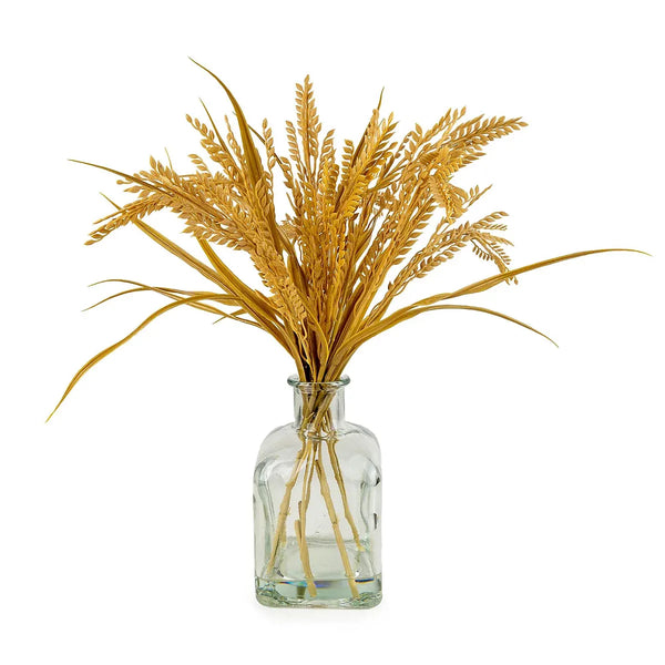 Artificial Dried Grass Plant Clear Glass Vase 38cm Decor-Wothorpe Nurseries