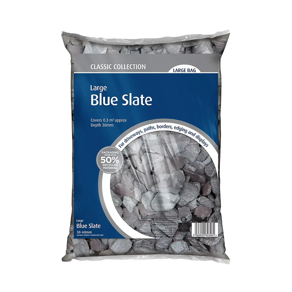 Blue Slate Chippings 30 to 60mm 0.3m2 Durable For Driveways-Wothorpe Nurseries