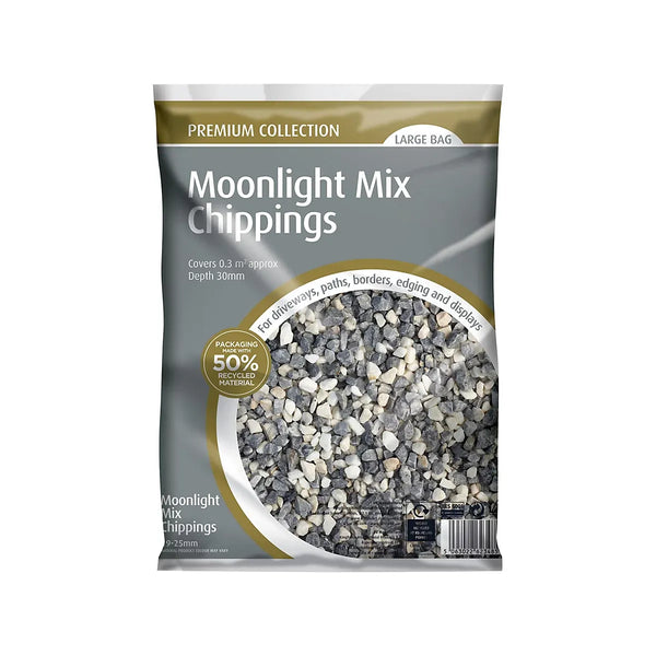 Moonlight Mix Grey 10 30mm Stone Chippings Garden Large Bag-Wothorpe Nurseries