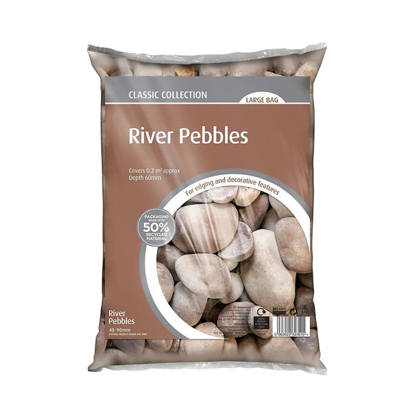 River Pebbles 40 to 90mm for Gardeners Pathways and Borders-Wothorpe Nurseries