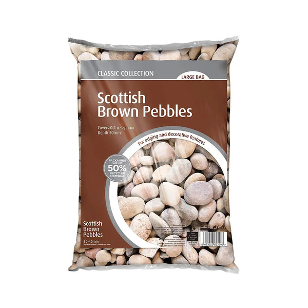 Scottish Brown Pebbles 20-40mm Durable Garden Ground Cover-Wothorpe Nurseries