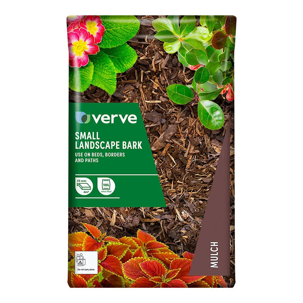 Verve Landscape Bark Chippings Dark Brown 100L Bag Moisture-Wothorpe Nurseries